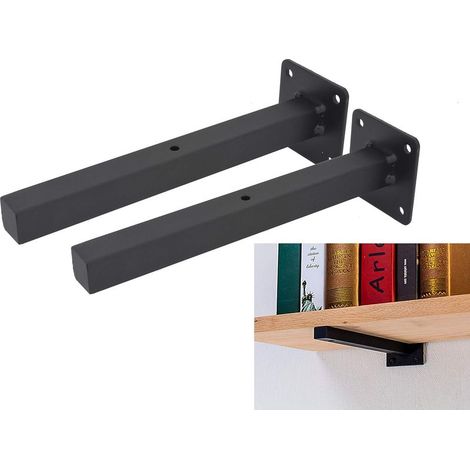 Support de rack noir de qualité industrielle, support en forme de L de 35 cm (14 pouces), adapté aux racks flottants robustes, 2 pièces. (1/5)