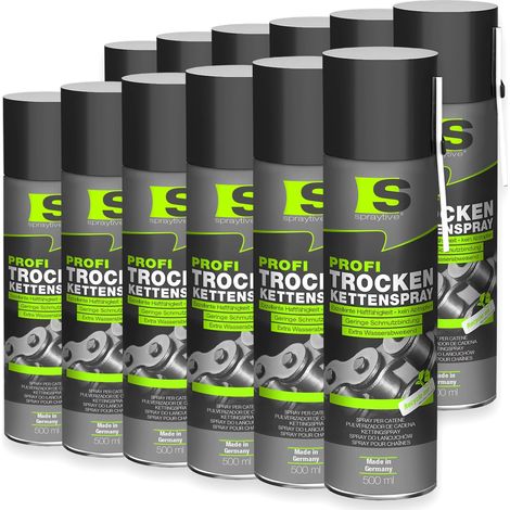 Spraytive 12x 500ml Profi Trockenkettenspray – Kettenspray mit PTFE, Kettenfett für Fahrrad, Motorrad & Maschinen (1/5)
