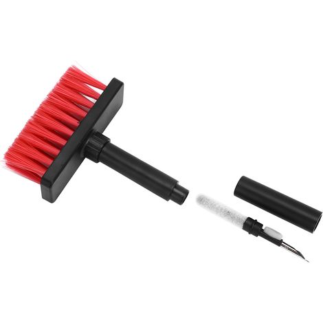 5-in-1 Reinigungsstift für Kopfhörer, Tastatur und PC, multifunktionale Kunststoffbürste, schwarz und rot, Werkzeug für schwer zugängliche Stellen (1/5)