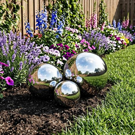 Boule Miroir 3 pc Ø 20 cm Argenté Acier Inoxydable 201 (1/5)