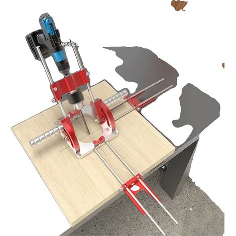 Guide de Perçage Multi-Angles, Hauteur de Perçage Réglable, Plage d'Angle de Perçage de -60° à 60°, Poids 2 KG, Matériau Alliage d'Aluminium, Polyvalent pour le Travail du Bois (1/5)