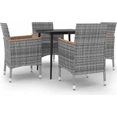 Maison Exclusive - 5-tlg. Garten-Essgruppe mit Auflagen Poly Ratt (1/5)