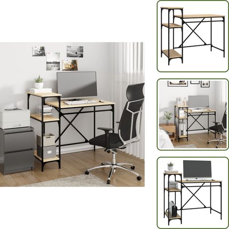 Schreibtisch mit Regal Sonoma-Eiche 105x50x90 cm Holzwerkstoff - Industrielles Schreibtisch - Holzwerkstoff Schreibtisch - Eiche Schreibtisch - Home Office Schreibtisch - PC Schreibtisch