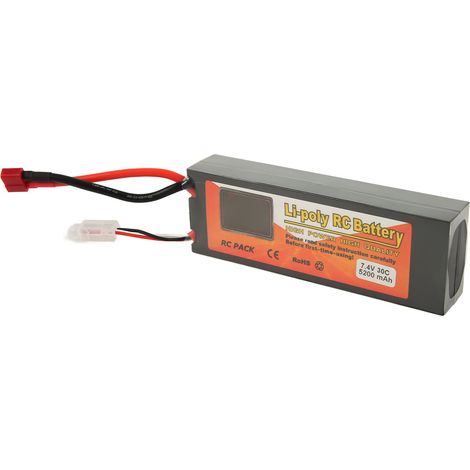 Batterie LiPo 7.4V 2S 5200mAh 30C avec connecteur XT60 pour voiture RC 1/8 1/10 et hélicoptère RC, polymère de lithium (1/5)