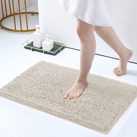 Tappeto Da Bagno Microfibra Super Soffice Lavabile In Lavatrice Antiscivolo Assorbente Lavaggio Rapido Super Morbido Bagno Doccia Camera Letto LightBeige - 50x80 cm (1/5)