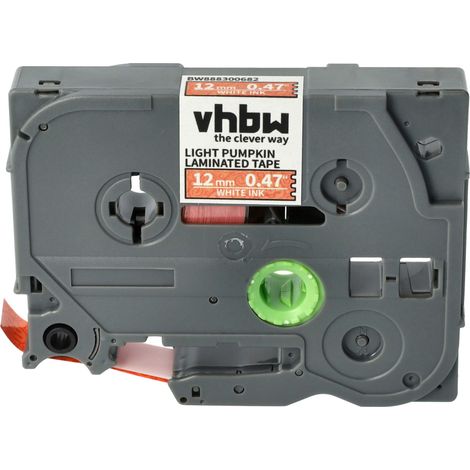 vhbw Label Tape compatible with Brother PT 1850VP, 1850, 1850CC Label Printer 8m x 12 mm, White on Orange (Pumpkin Pattern), Laminated