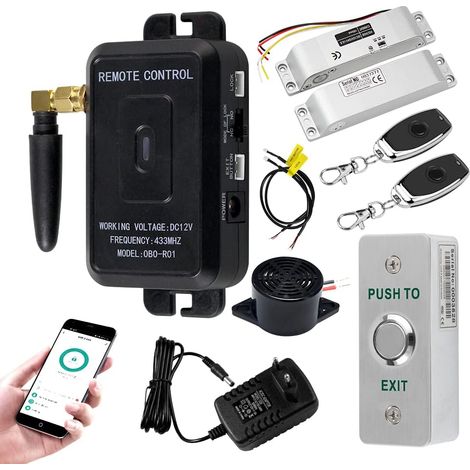 WiFi Access Control Home Security System Kit, Ouvre - Porte sans Fil 433MHz, Téléphone Intelligent APP Déverrouillage à Distance + Verrouillage électrique (1/5)