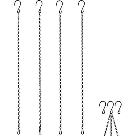 [4 Pack] 90 cm Chaîne de Suspension, Chaîne en Métal de Suspension Plante Panier Pot de Fleurs, Porte Plantes Intérieur Ou Extérieur Suspension Plante Macramé Cintre Décoration du Jardin - Noir (1/5)