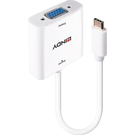 Lindy 43355 câble vidéo et adaptateur USB Type-C VGA (D-Sub) Blanc