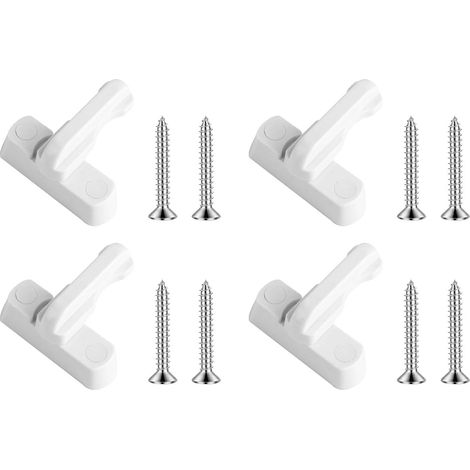 4 Pièces Verrou de Fenêtre Blanc, Sécurité et Antivol, Bloque-Fenêtre en Forme T pour Portes et Fenêtres PVC/UPVC, Dispositif de Verrouillage Supplémentaire sans Perçage pour la Sécurité de la Maison (1/5)