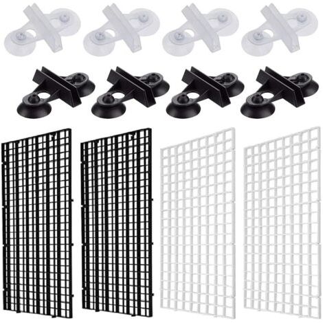 Aquarium grid, plastic aquarium divider, 4-piece aquarium divider set with 8 suction cup clips for separating different fish species