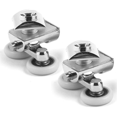 DPZO Lot de 4 Roulettes Doubles - pour Porte de Douche Coulissante, À 2 Roues de 23 mm de Diamètre en Alliage de Zinc Salle de Bain -DPZO