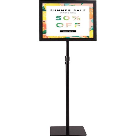 A3 Supporto Poster Menu da Pavimento Stand per Pubblicita da Terra, Rotazione di 360 Gradi, Regolabile in Altezza (Nero) (1/5)