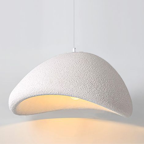 Lustre nordique créatif 40 CM suspension E27 abat‑jour pierre simulée réglable éclairage plafond blanc pour salon chambre et salle à manger modèle B (1/5)