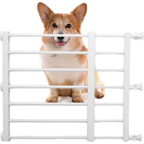 Niedriges Hundegitter, Treppengitter für Hunde, Babygitter für Hunde, Sicherheitsgitter mit geringem Sicherheitsstandard, einziehbares Gitter Weiß, 42 x 60 cm breit, 42 cm hoch (1/5)