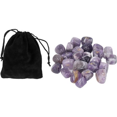 25 natürliche Runensteine aus Amethyst, graviert in altem Alphabet, für Wahrsagerei und Meditation. (1/5)