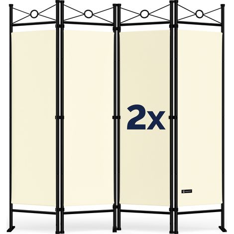 Deuba Divisorio per ambienti Lucca 2 pz 180x163 separè paravento parete divisoria 4 pannelli soggiorno balcone crema