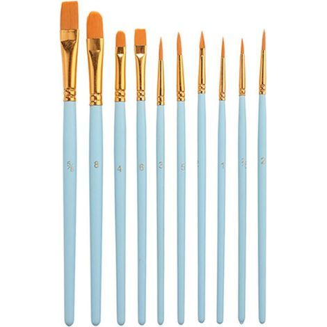 Lot de 10 pinceaux acryliques – Pinceaux d'artiste en nylon – pour acrylique, huile, aquarelle et gouache (1/4)