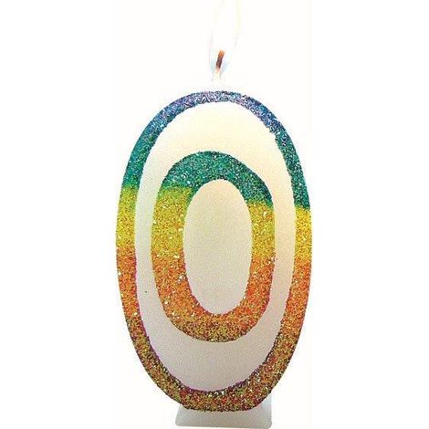 Ziffernkerze 0 Regenbogen 8cm - Eurobougie