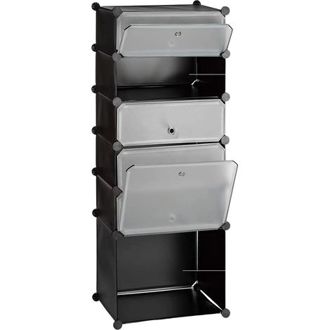 Mobile scarpiera 6 scomparti 126 cm plastica nera 1300016362