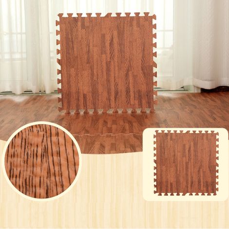 Unho – Tapis en mousse EVA emboîtables 240 x 180 cm – Effet bois pour salon, chambre, salle de gym – Épaisseur 1.2 cm – 12 dalles