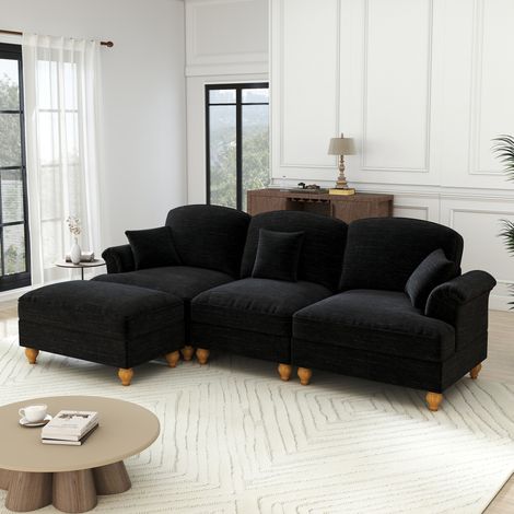 Sofá modular con funda extraíble y doble diseño negro OKMYHOME (1/5)