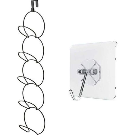 CSPARKV Crochet pour Porte Noir Métal Casquette de Rack de Stockage avec Crochet Adhésif pour Montage Mural, Crochet de Cintre de Casquette de Baseball