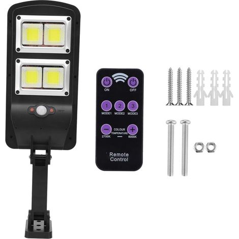 Applique Murale à capteur Solaire, réverbère extérieur étanche Rechargeable par Induction de Corps Humain - 30W(IP65)