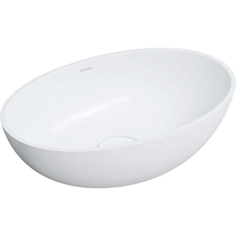 OMNIRES Shell M+ - Lavabo sobre encimera 50x32 cm, sin rebosadero, sin orificio para grifería, blanco mate SHELL500UNBM
