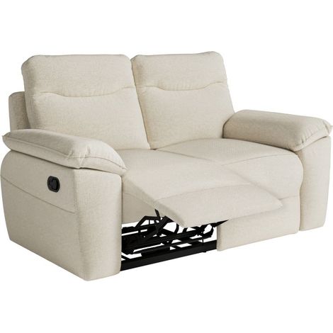Loungitude – Canapé relax manuel 2 places en tissu beige – Longueur 160 cm – Profondeur 100 cm – Hauteur 102 cm – Fabrication européenne