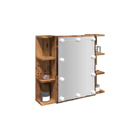 Armoire à miroir avec LED vieux bois 70x16,5x60 (1/5)