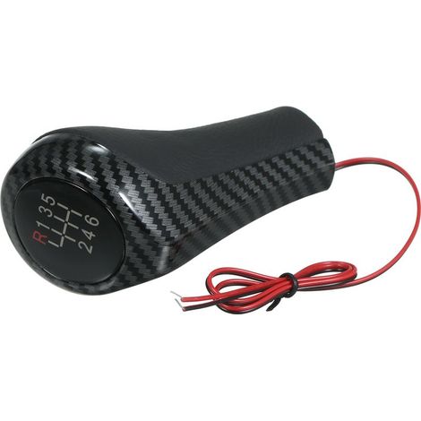 Pommeau de levier de vitesse LED en fibre de carbone, poignée à 6 vitesses, compatible BMW Série 1, 3, 5, 6, M, X1, X3, X5, E60, E61, E65, E83, E84, E90, E91, E92 (1/5)
