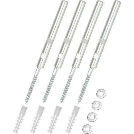 Kit de 4 supports muraux invisibles pour étagères – Fixation en acier Ø12 × 120 mm avec rondelles et chevilles, charge maximale 20 kg – Idéal pour étagères flottantes, design discret et installation f