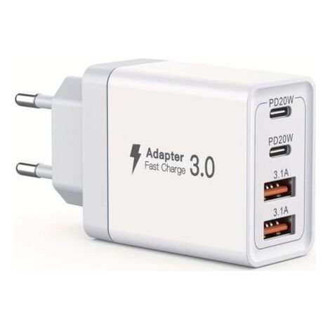 40W Chargeur Rapide USB C,4-Ports Chargeur USB Multiple avec PD et QC3.0, USBC Prise Adaptateur Secteur Compatible avec iPhone ect (1/4)