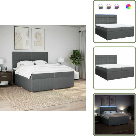 Sommier à lattes de lit avec matelas Gris foncé 200x200cm Tissu - Sommier À Lattes De Lit - Sommiers À Lattes De Lit - Lit - Meuble De Chambre À Coucher (1/5)