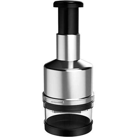 Hachoir à légumes automatique à rebond, coupe uniforme, facile à utiliser, en acier inoxydable, pour légumes, oignons, ail, noix, salades, hachoir manuel argenté (1/5)