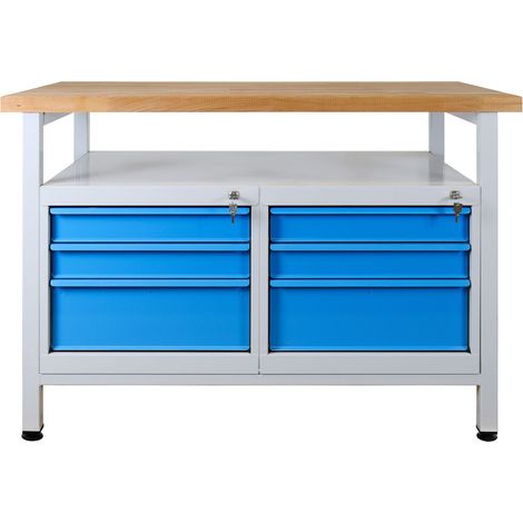 ADB Werktisch Werkbank Arbeitstisch Werkzeugtisch 6 Schubladen 1200x600x840 mm (1/5)
