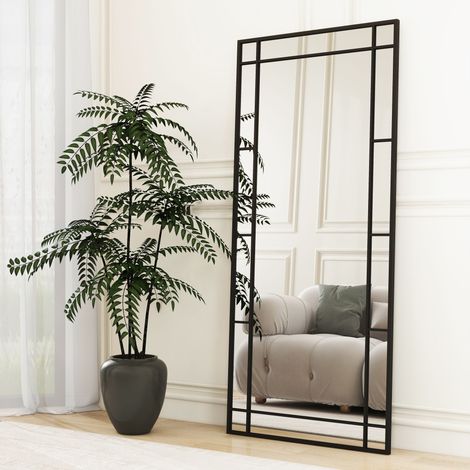 Miroir mural rectangulaire avec cadre en métal noir, style moderne et élégant pour la décoration intérieure (1/5)