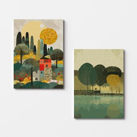 Decorazione artistica da parete con stampa su tela Painting Multicolore (1/3)