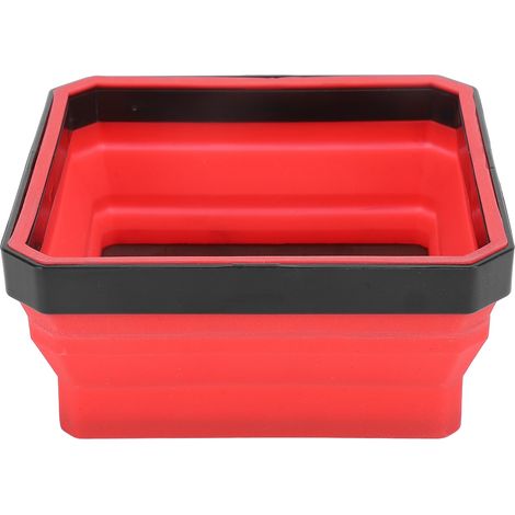 Plateau à outils magnétique en silicone portable et pliable, largement utilisé, pour vis, boulons, écrous et rondelles (rouge). (1/5)