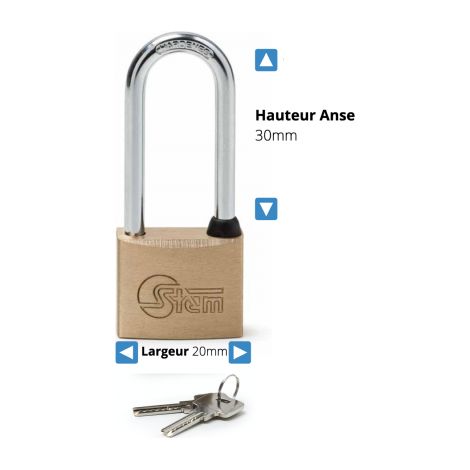 Cadenas laiton STEM anse longue Largeur 20mm Hauteur 30mm (1/2)