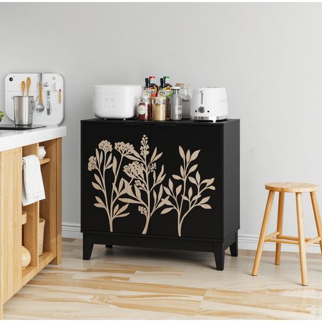 MEUBLIV Buffet 80 cm noir – double porte, étagères réglables (1/5)