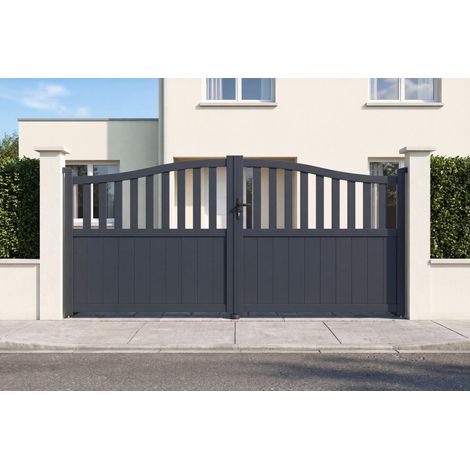 3,4 m MEIJE Schwingtor, 160 cm hoch, graues Aluminium