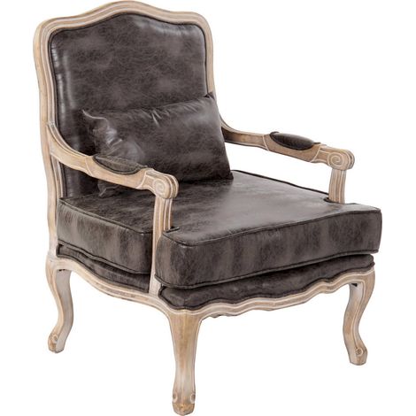 Fauteuil vintage marron pour un intérieur avec cachet - Marron vieilli effet patiné (1/5)
