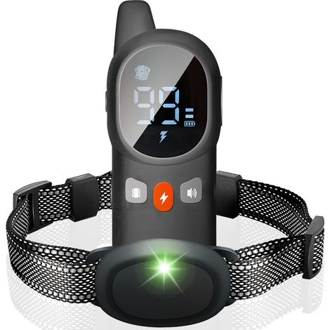 Collier d'éducation anti-aboiement — Télécommandé, étanche, dispositif d'avertissement par stimulation électrique et vibrations pour animaux de compagnie (1/4)