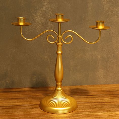 Porte-Bougie - Support En Fer Forgé À Trois Bras - Pour Cheminée Table De Buffet Ou Salle À Manger - Lot De 1 (1/3)