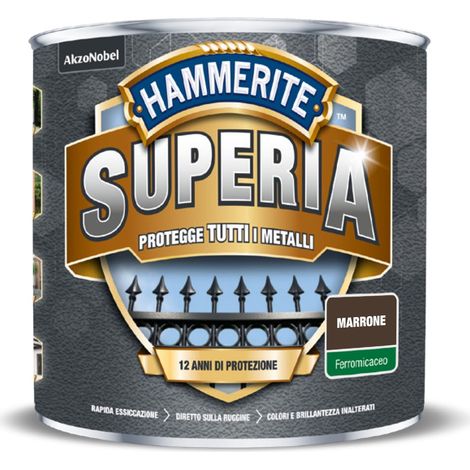 Hammerite Superia smalto metallo antiruggine interno e esterno, Ferromicaceo Marrone, 750 ml