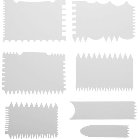 Lot de 7 grattoirs pour peinture acrylique, grattoirs à motifs ondulés pour la réalisation de peintures à faire soi-même-12X8cm-White (1/4)