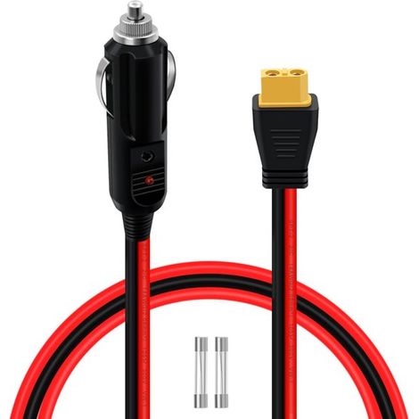 Cable XT60 a encendedor de cigarrillos a XT60, 12 V, cable encendedor cigarrillos XT60, 14 AWG, luces indicadoras LED, solar, motocicleta (3 m)