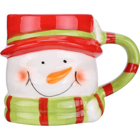 Taza de cerámica con diseño de muñeco de nieve navideño (1 unidad). Regalo ideal para Navidad, Año Nuevo, fiestas, familiares y amigos o para uso diario. (1/5)